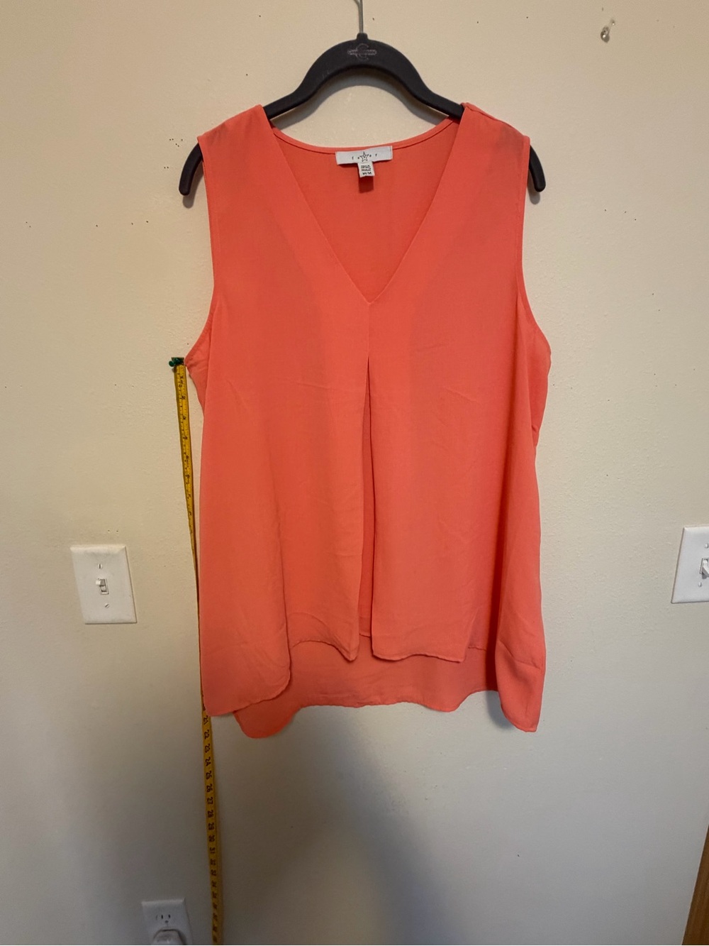 Fever Coral V-Neck Layered Sleeveless Tank